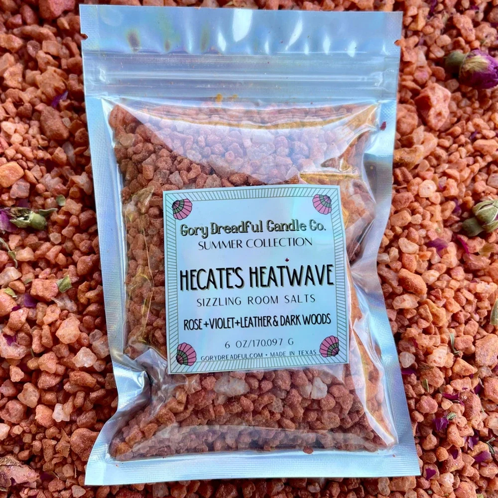 Hecate's Heatwave Sizzling Room Salt: Rose Violet Leather Dark Woods Scent